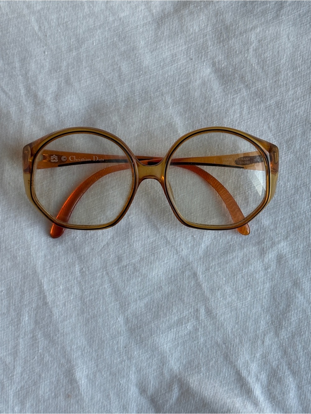 Christian Dior Vintage Amber Oversized Optical Glasses 1970s